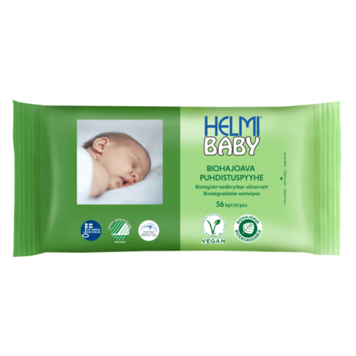 Helmi Baby biodegradowalne chusteczki nawilżane 56szt
