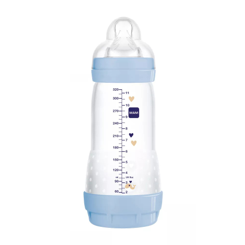 MamBaby - butelka dla niemowląt 320ml - anty-kolkowa - niebieska